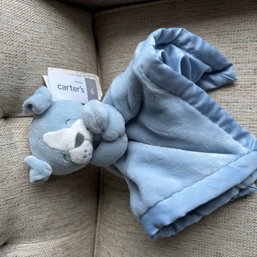 Carter's Soft Blue Plush Blanket Bulldog 2018